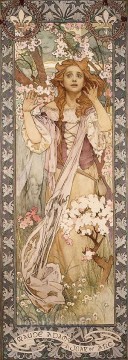 Maud Adams as Joan of Arc Czech Art Nouveau distinct Alphonse Mucha Oil Paintings